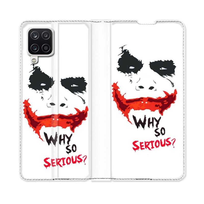 Housse Cuir Portefeuille Pour Samsung Galaxy A12 Joker Blanc
