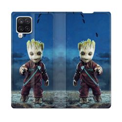 Housse Cuir Portefeuille Pour Samsung Galaxy A12 Groot Bleu