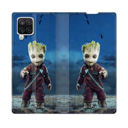 Housse Cuir Portefeuille Pour Samsung Galaxy A12 Groot Bleu