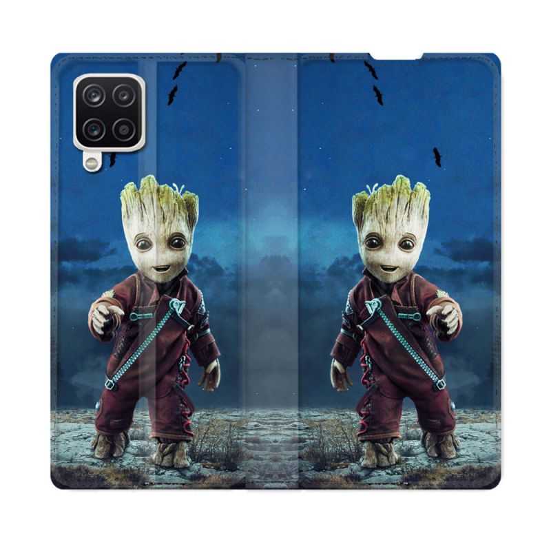 Housse Cuir Portefeuille Pour Samsung Galaxy A12 Groot Bleu