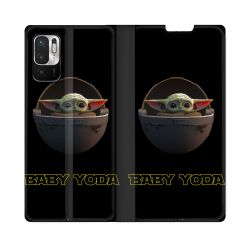 Housse Cuir Portefeuille Pour Redmi Note 10 5G Star Wars - Yoda bebe noir