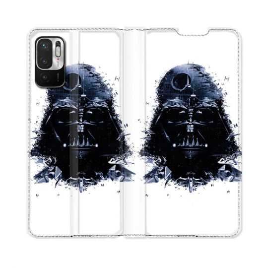 Housse Cuir Portefeuille Pour Redmi Note 10 5G Star Wars - Dark Vador Blanc