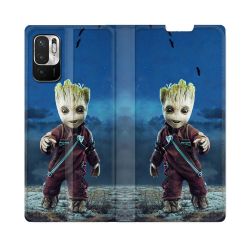 Housse Cuir Portefeuille Pour Redmi Note 10 5G Groot Bleu