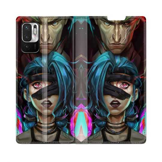 Housse Cuir Portefeuille Pour Redmi Note 10 5G Arcane Jynx Bleu