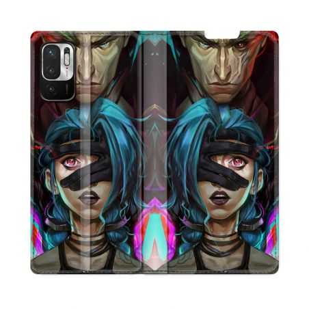 Housse Cuir Portefeuille Pour Redmi Note 10 5G Arcane Jynx Bleu