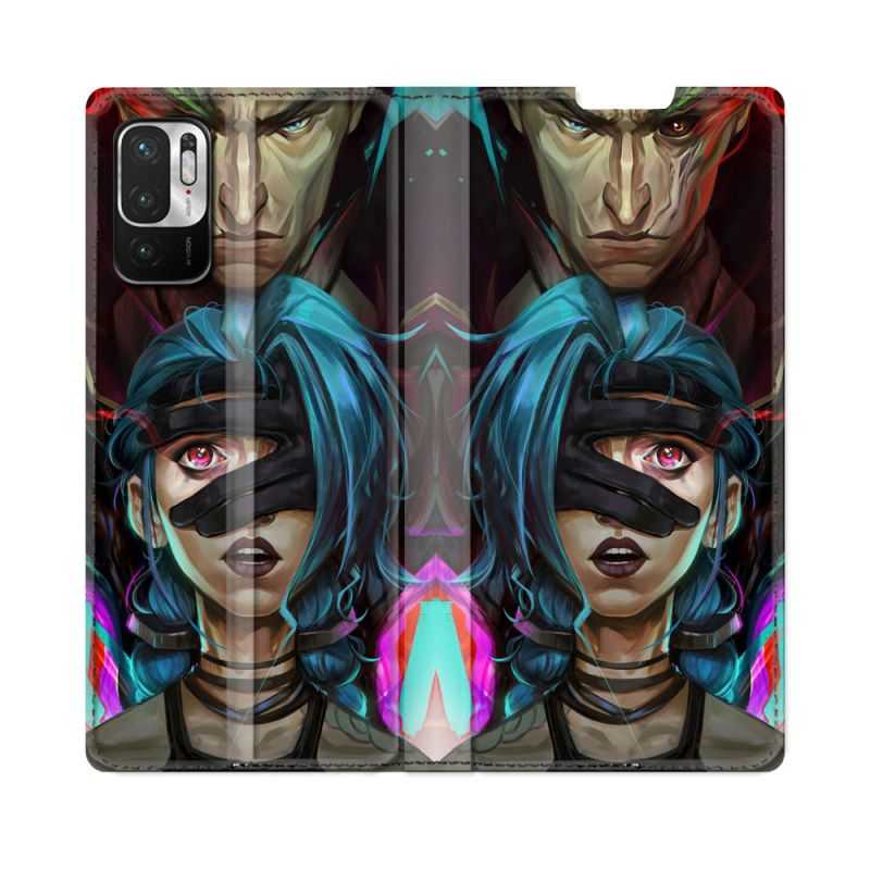 Housse Cuir Portefeuille Pour Redmi Note 10 5G Arcane Jynx Bleu