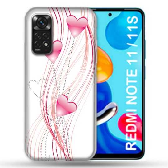 Coque Pour Xiaomi Redmi Note 11 / 11S Amour Coeur Rose Montant sur Blanc