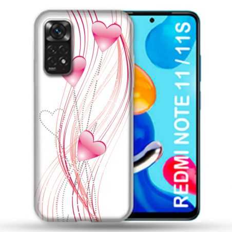 Coque Pour Xiaomi Redmi Note 11 / 11S Amour Coeur Rose Montant sur Blanc
