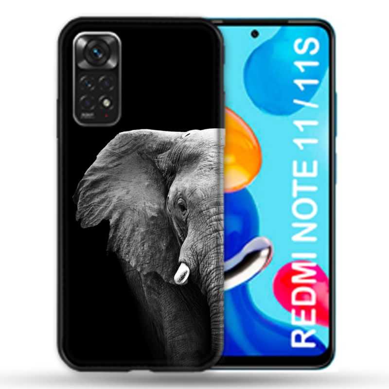 Coque Pour Xiaomi Redmi Note 11 / 11S Animal Elephant Noir