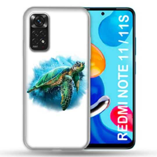 Coque Pour Xiaomi Redmi Note 11 / 11S Animal Tortue Blanche multicolore