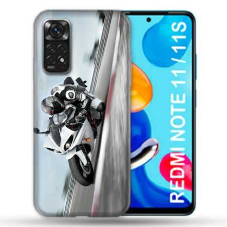Coque Pour Xiaomi Redmi Note 11 / 11S Moto Course GP Blanche