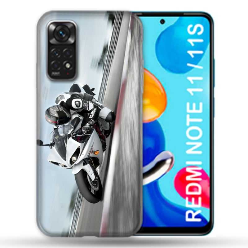 Coque Pour Xiaomi Redmi Note 11 / 11S Moto Course GP Blanche