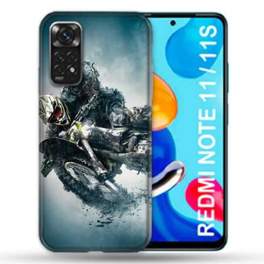 Coque Pour Xiaomi Redmi Note 11 / 11S Moto Cross Ombre