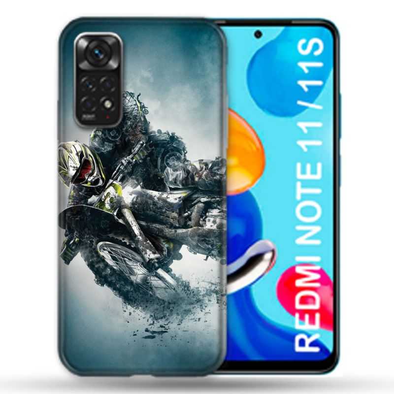Coque Pour Xiaomi Redmi Note 11 / 11S Moto Cross Ombre