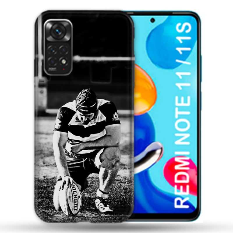 Coque Pour Xiaomi Redmi Note 11 / 11S Sport Rugby Noir Blanc