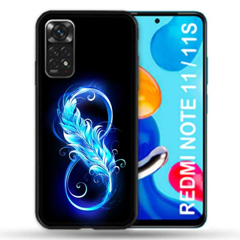 Coque Pour Xiaomi Redmi Note 11 / 11S Texture Plume Infini Bleu