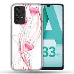 Coque Pour Samsung Galaxy A33 5G Amour Coeur Rose Montant sur Blanc