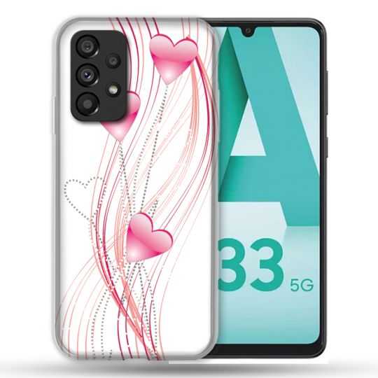Coque Pour Samsung Galaxy A33 5G Amour Coeur Rose Montant sur Blanc