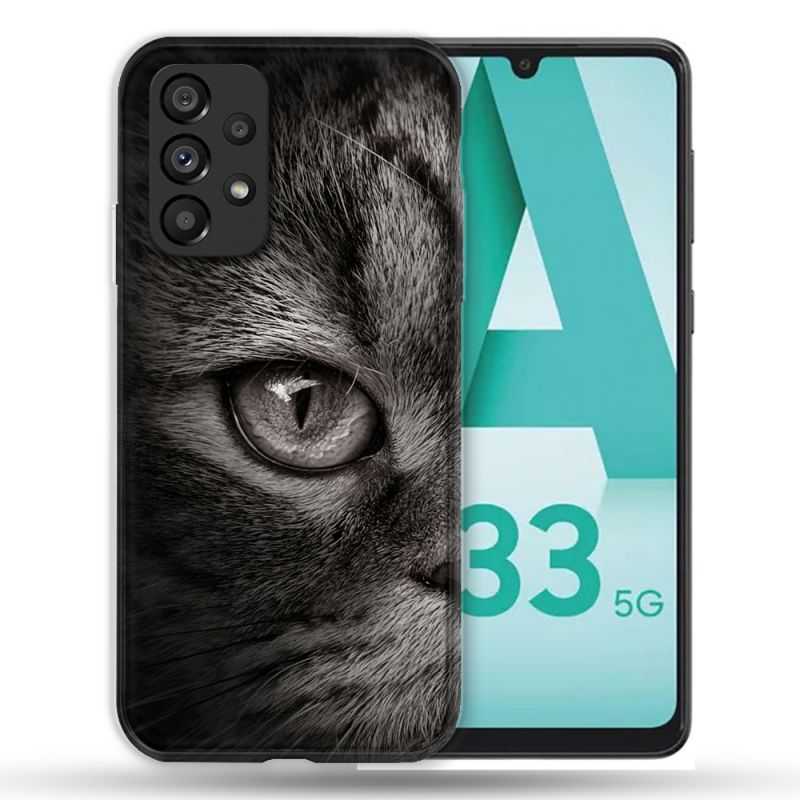 Coque Pour Samsung Galaxy A33 5G Animal Chat Gris