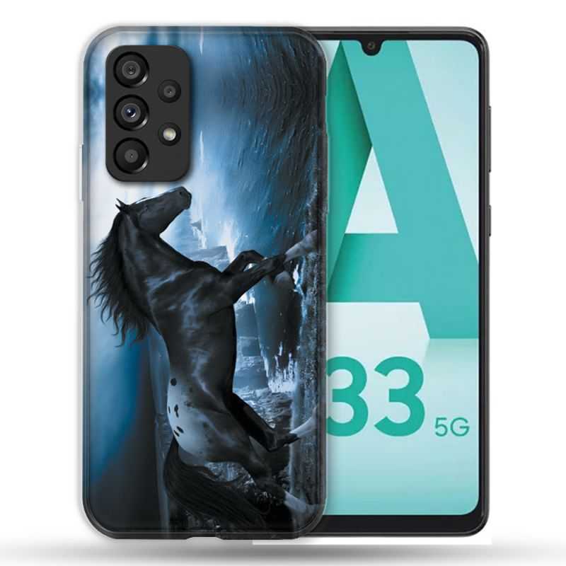 Coque Pour Samsung Galaxy A33 5G Animal Cheval Noir