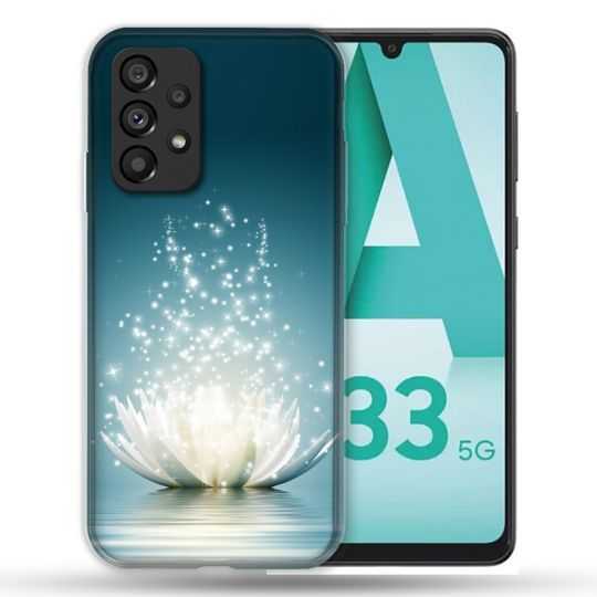 Coque Pour Samsung Galaxy A33 5G Fleur Lotus Blanc