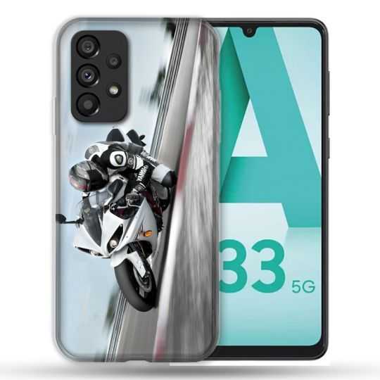 Coque Pour Samsung Galaxy A33 5G Moto Course GP Blanche