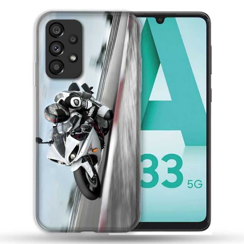 Coque Pour Samsung Galaxy A33 5G Moto Course GP Blanche