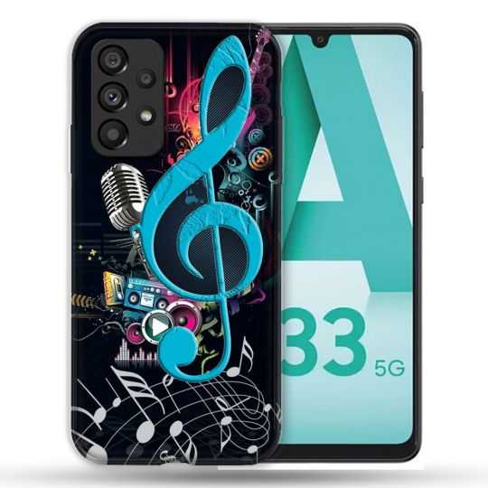 Coque Pour Samsung Galaxy A33 5G Musique Cle Sol Bleu