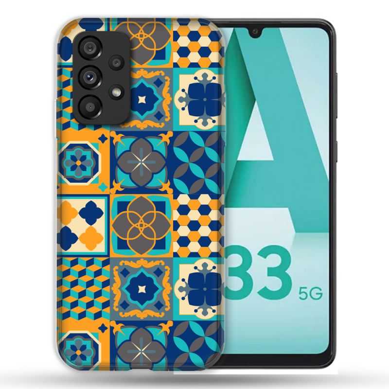 Coque Pour Samsung Galaxy A33 5G Texture Carreau Ciment Orange