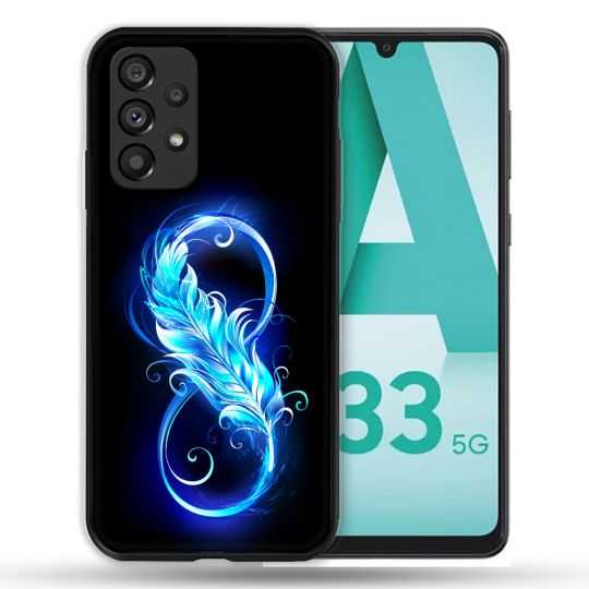 Coque Pour Samsung Galaxy A33 5G Texture Plume Infini Bleu