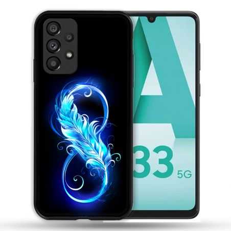 Coque Pour Samsung Galaxy A33 5G Texture Plume Infini Bleu