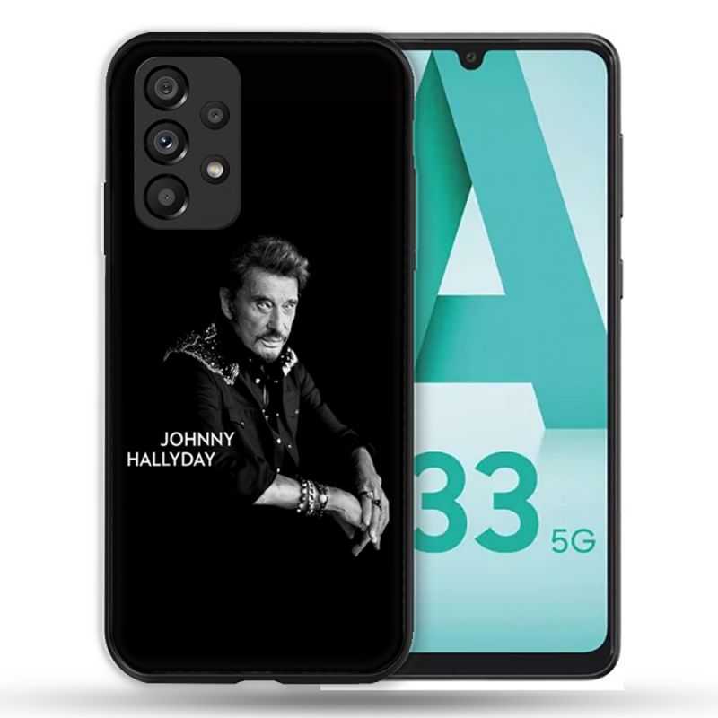 Coque Pour Samsung Galaxy A33 5G Musique Johnny Hallyday Noir