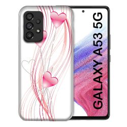 Coque Pour Samsung Galaxy A53 5G Amour Coeur Rose Montant sur Blanc
