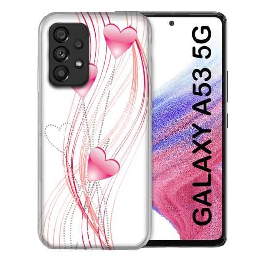 Coque Pour Samsung Galaxy A53 5G Amour Coeur Rose Montant sur Blanc