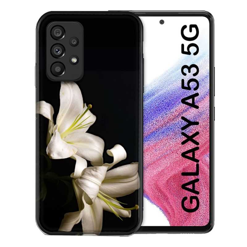 Coque Pour Samsung Galaxy A53 5G Fleur Lys Noir