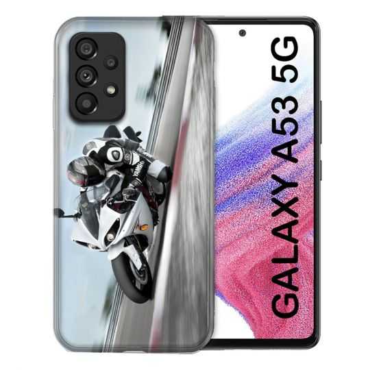 Coque Pour Samsung Galaxy A53 5G Moto Course GP Blanche