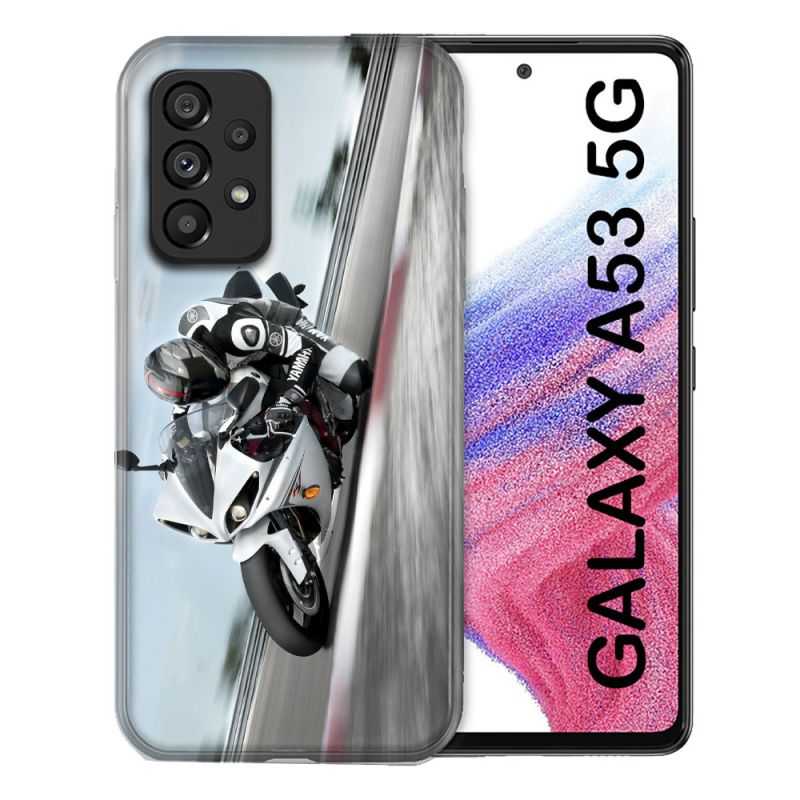 Coque Pour Samsung Galaxy A53 5G Moto Course GP Blanche
