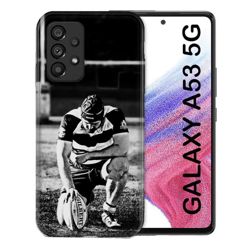 Coque Pour Samsung Galaxy A53 5G Sport Rugby Noir Blanc