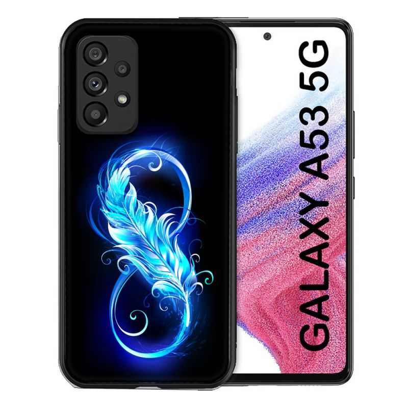 Coque Pour Samsung Galaxy A53 5G Texture Plume Infini Bleu