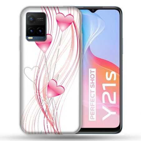 Coque Pour Vivo Y21 / Y21S / Y33S Amour Coeur Rose Montant sur Blanc