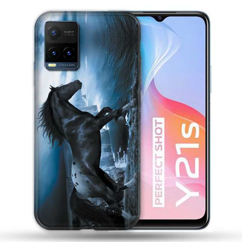 Coque Pour Vivo Y21 / Y21S / Y33S Animal Cheval Noir