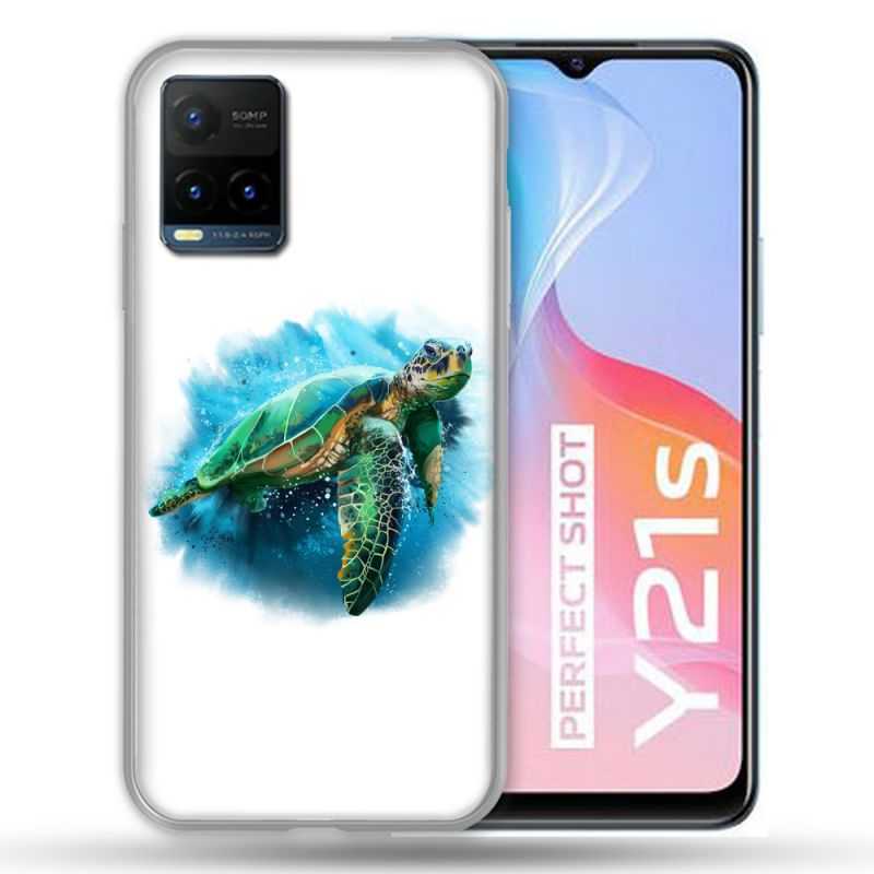 Coque Pour Vivo Y21 / Y21S / Y33S Animal Tortue Blanche multicolore