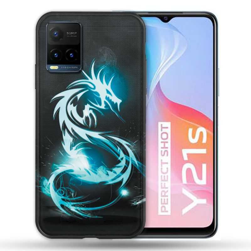 Coque Pour Vivo Y21 / Y21S / Y33S Fantastique Dragon Bleu