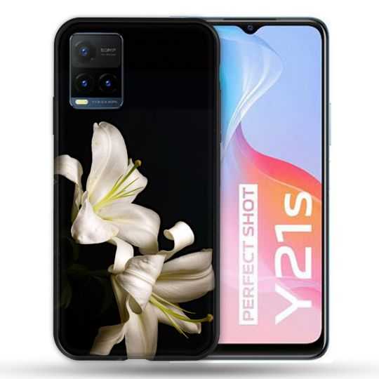 Coque Pour Vivo Y21 / Y21S / Y33S Fleur Lys Noir