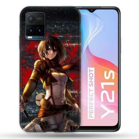 Coque Pour Vivo Y21 / Y21S / Y33S Manga Attaque Titans Mikasa