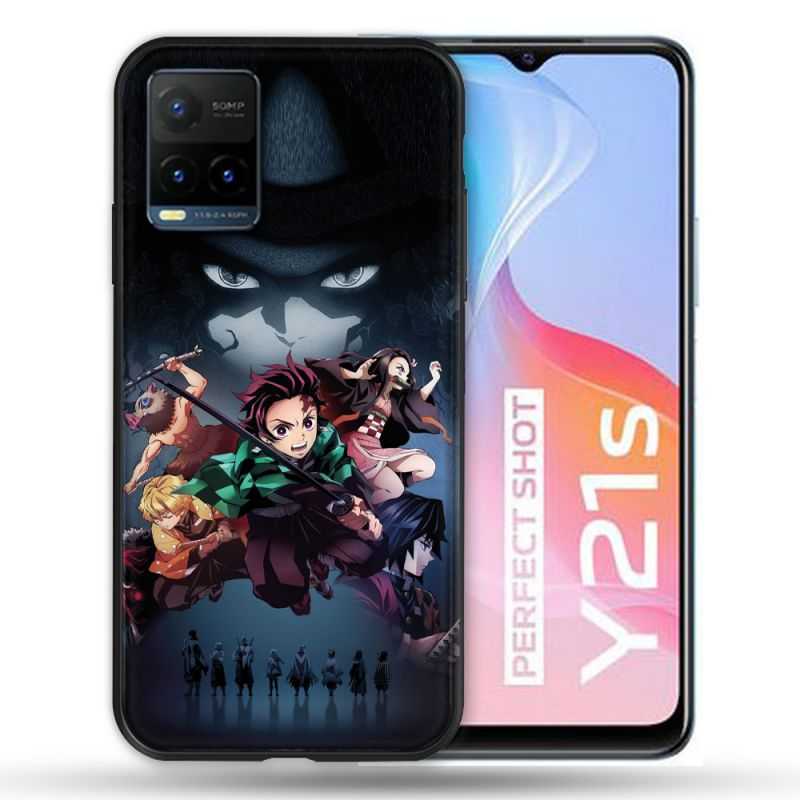 Coque Pour Vivo Y21 / Y21S / Y33S Manga Demon Slayer Noir