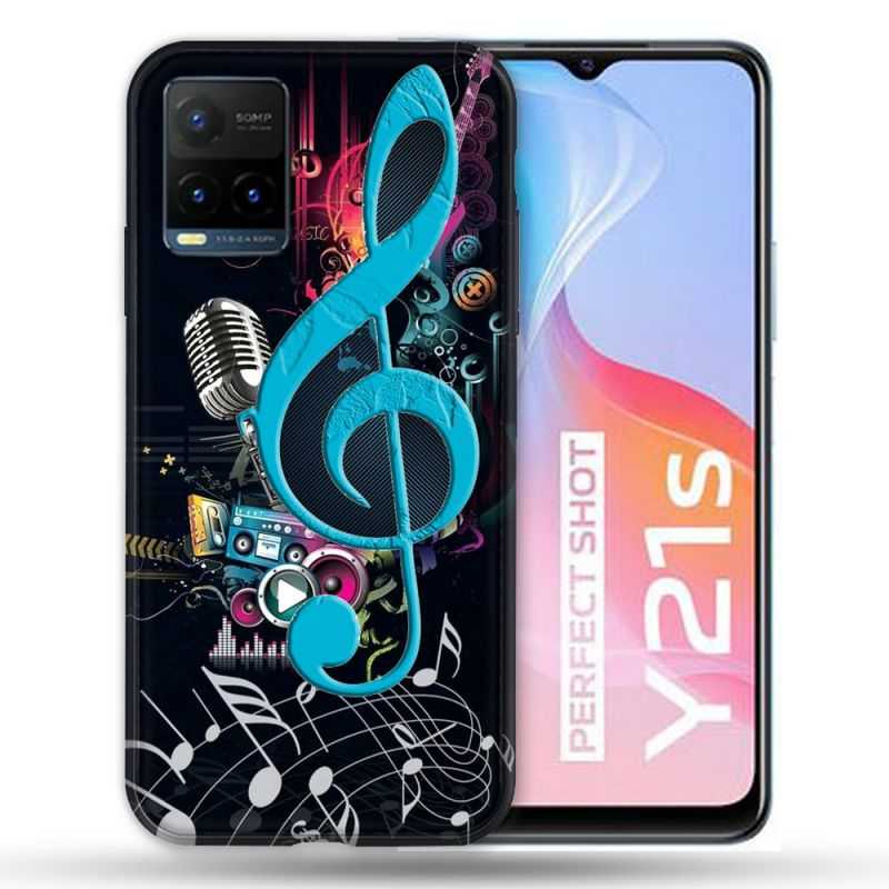 Coque Pour Vivo Y21 / Y21S / Y33S Musique Cle Sol Bleu