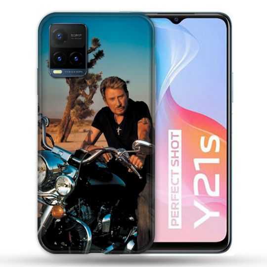 Coque Pour Vivo Y21 / Y21S / Y33S Musique Johnny Hallyday Moto
