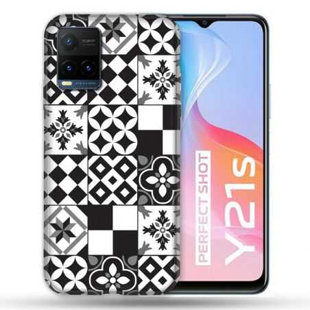 Coque Pour Vivo Y21 / Y21S / Y33S Texture Carreau Ciment Noir