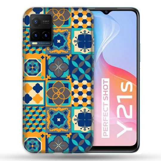 Coque Pour Vivo Y21 / Y21S / Y33S Texture Carreau Ciment Orange